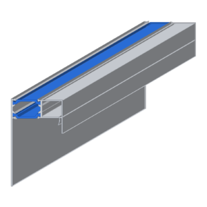 Alu 60 mm zijprofiel thermisch onderbroken, aluminium profiel, 3D-aanzicht