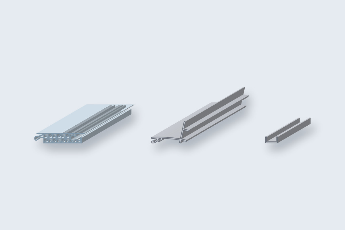 Click Loc dakpaneel 16 mm met muurprofiel, U-profiel, F-profiel, muuraansluitrubber en bevestigingsclip