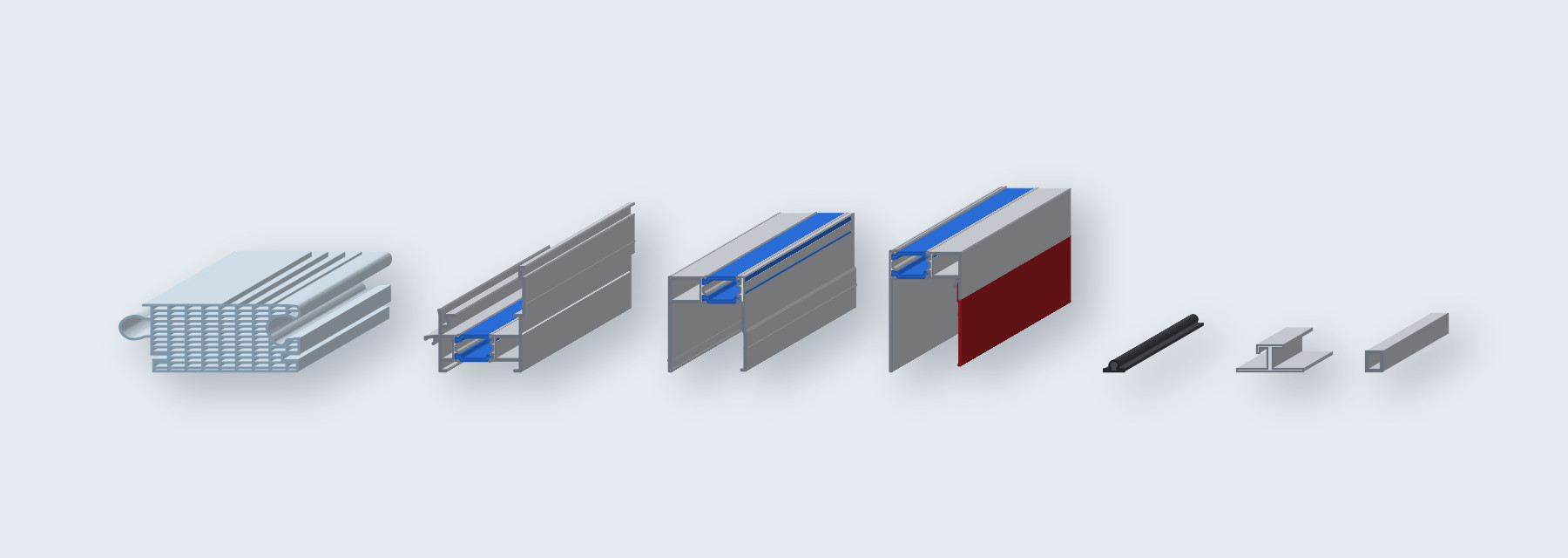 Klikpaneel 60 mm met thermisch onderbroken onder-, boven- en zijprofiel, EPDM-rubber, bevestigingsanker en verbindingsprofiel
