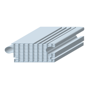 Polycarbonaat klikpaneel 60 mm, doorsnede met klikverbinding, 3D-aanzicht