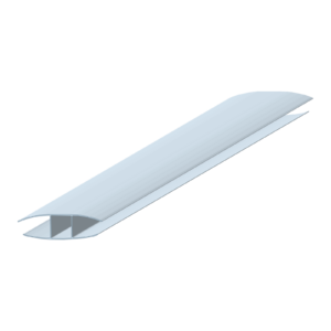 Transparant polycarbonaat H-profiel voor 16 mm platen, 3D-aanzicht