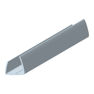 Transparant polycarbonaat U-profiel voor 16 mm platen, 3D-aanzicht